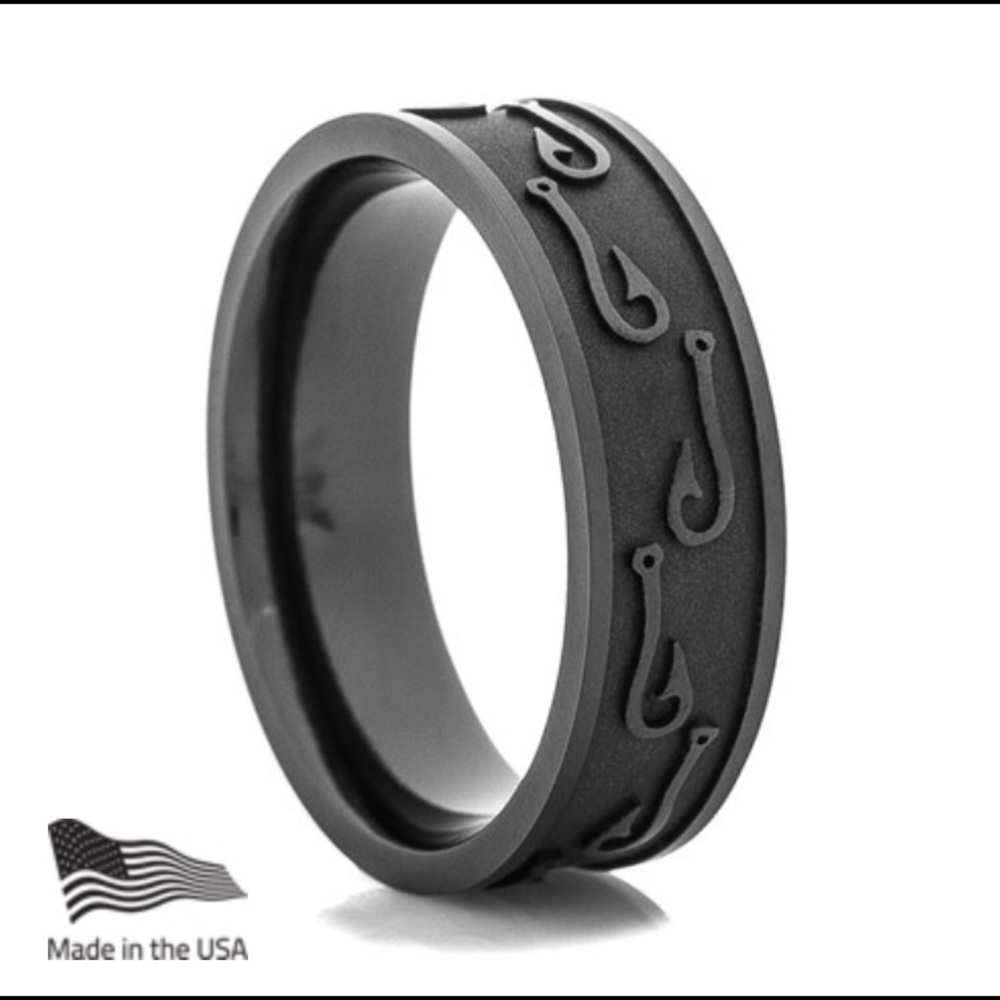 ✨HP✨Black fish hook wedding ring